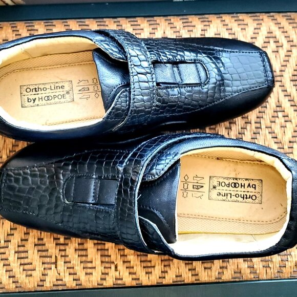 COMFORT SHOES ORTHO-LINE HOOPOE WOMEN SIZE 8 LEATHER BLACK NEW ADJUSTABLE CLOSUR - Picture 4 of 9